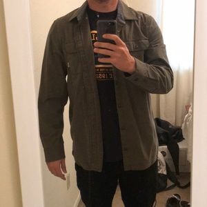 Vans army green button down